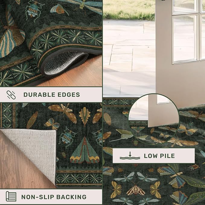 Hazo Haus Insect 2x7 Stain Resistant Kitchen Runner Rugs, Vintage Bathroon Rug - Image 5
