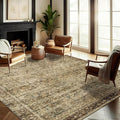 CHAMPLANT Area Rug 6x9 Washable Rug Dark Brown Vintage Traditional Distressed by CHAMPLANT