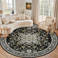 Round Area Rug for Living Room: 4 ft Washable Vintage Boho Soft Thin Circle Rug by EXPEDIX