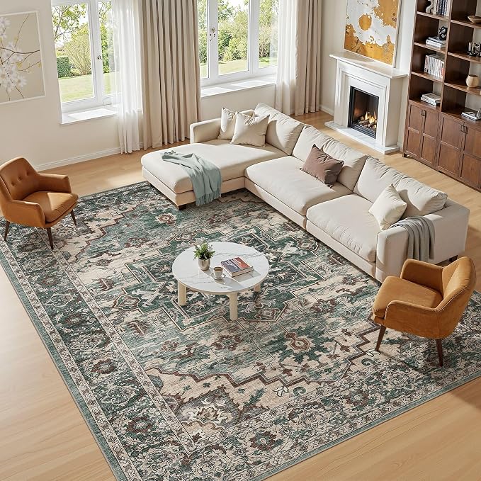 5x7 Area Rugs Living Room: Washable Vintage Rug Large Non-Slip Stain Resistant - Image 9