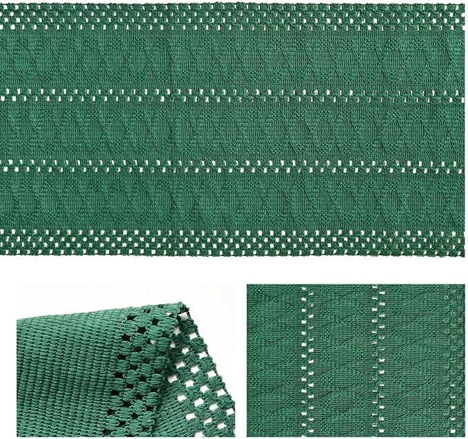 Artoid Mode Dark Green Woven Farmhouse Hollow Table Runner 12x48 Inch | Holiday - Image 5