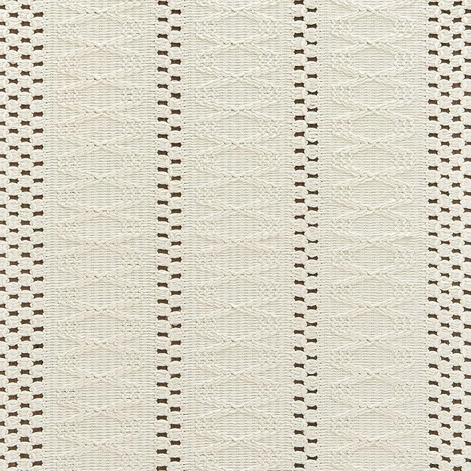 Macrame Style Boho Table Runner, 12x72 Inch Ivory | Woven Boho Table Runner - Image 6