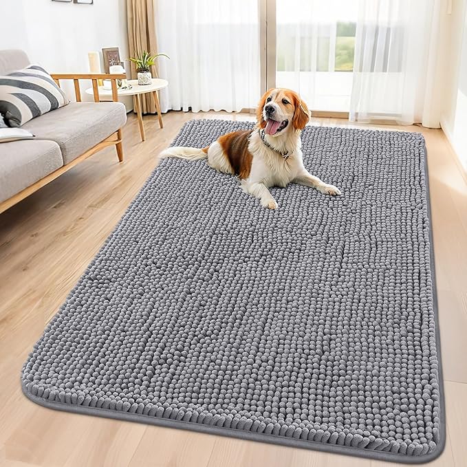 Smiry Dog Door Mat for Muddy Paws 70x32, Absorbent Dirt Trapper, Non-Slip by Smiry