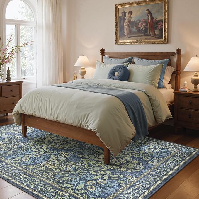 GENIMO Washable 4x6 Area Rug, Vintage Boho Floral Carpet, Soft Low-Pile - Image 4