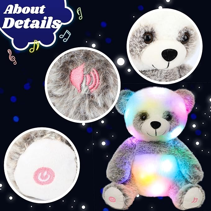 Cuteoy Light-up Singing Plush Panda LED Musical Stuffed Animal Adjustable Volume Lullaby Plushies Birthday Christmas Toy Gifts for Kids Toddler Girls, 13"