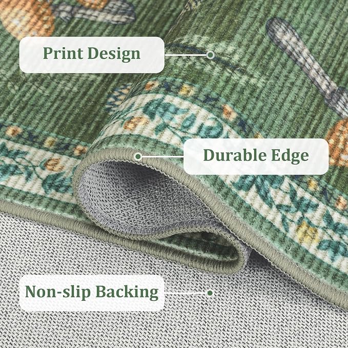 Mushroom Insect 5ft Round Rug Washable Non-Slip Soft Ultra-Thin Small Boho - Image 5