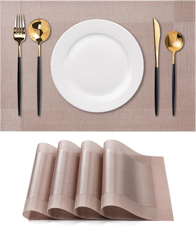 Placemats Set of 4 Washable Indoor | Outdoor Vinyl Place Mats by CADONO