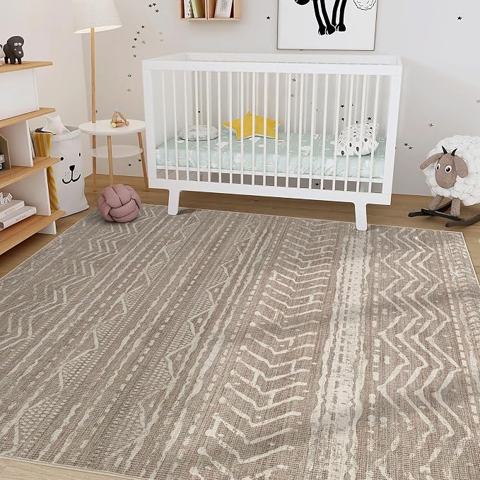 Nakagishi 9x12 Area Rug Living Room: Washable Boho Large Neutral Modern Soft - Image 8