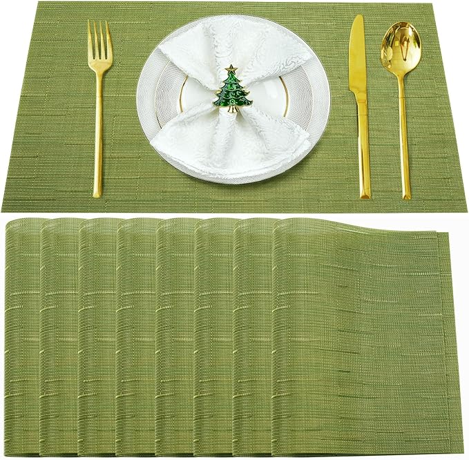 Placemats Set of 8, Vinyl PVC Heat Resistant Washable Placemats Set, Non Slip by BxzanDya-LifeSmartMaker