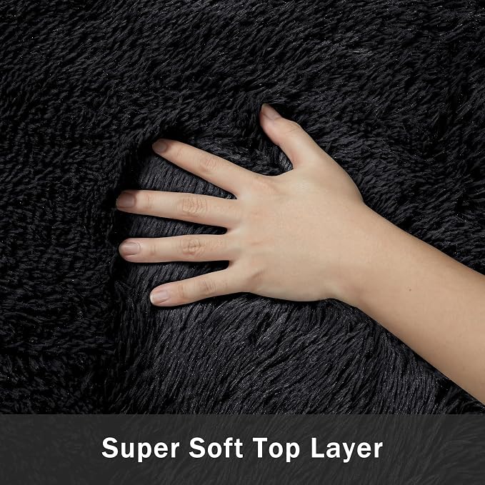 5x8 Area Rug for Living Room:Ultra Soft Fluffy Shag Black Rugs, Large Fuzzy - Image 8