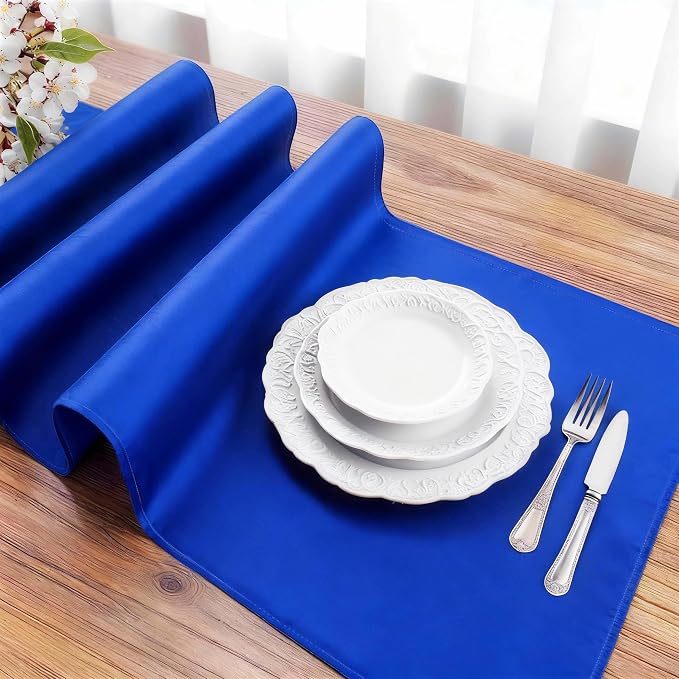 FOLINS&HOME Royal Blue Waterproof Decorative Table Runner 108 Inches Long | - Image 3
