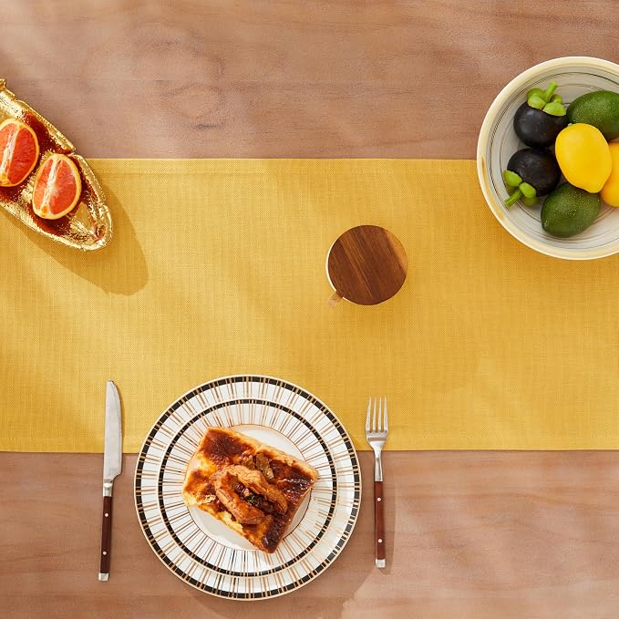 Rustic Cotton Linen Table Runner, 13x72 Inches Yellow | Farmhouse Style Linen - Image 5