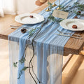 6Pcs Light Blue Cheesecloth Table Runner 120 Inches by KEKETOARRANGE