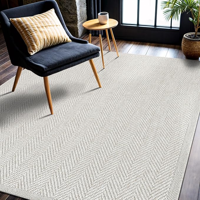 CAMILSON Easy Jute Rug 6x9, Indoor Outdoor Off-White Color Fiber Area Rugs - Image 6