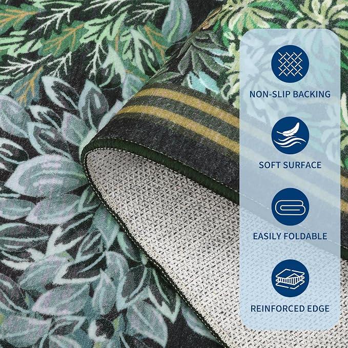 GarveeHome Forest Rugs 5x7, Botanical Low Pile Non Slip Stain Resistance - Image 7