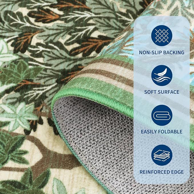 GarveeHome Forest Runner Rug 2.5x10, Botanical Low Pile Non Slip Stain - Image 6