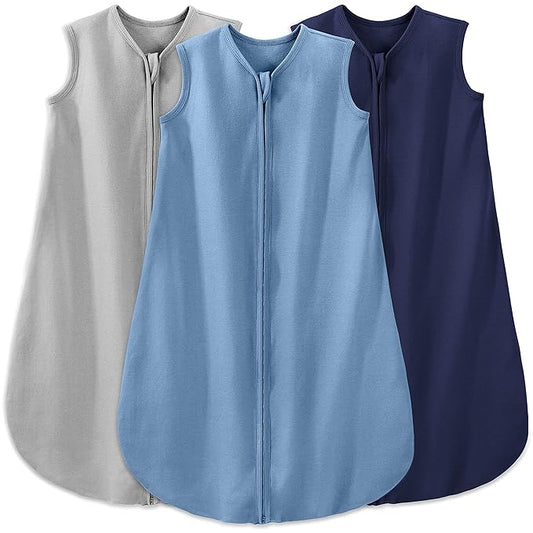 Yoofoss Baby Sleep Sack 0-6 Months Baby Wearable Blanket 100% Organic Cotton 2-Way Zipper TOG 0.5 Toddler Sleeping Sack 3 Pack, Comfy Soft Lightweight(Small)