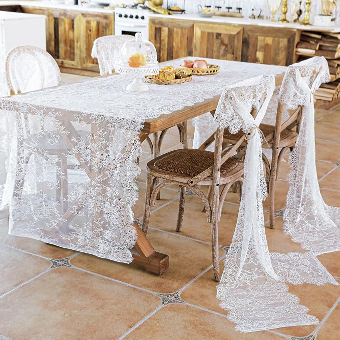 10 Pcs White Lace Table Runner 30 x 120 Inch Vintage Rustic Table Runner - Image 2