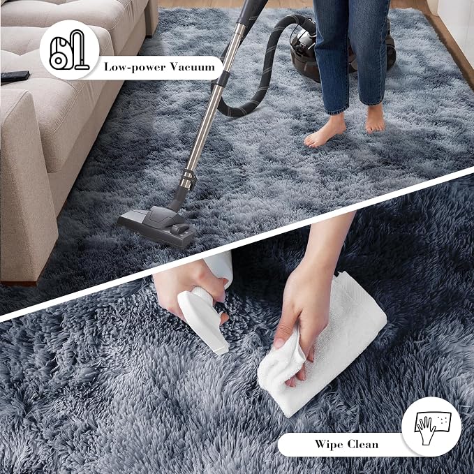 yongyangjuxin Fluffy Rug Shag Area Rug, Mottling Dark Grey 6x9 Area Rugs - Image 7