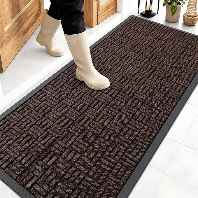 OLANLY Front Door Mat Outside Entrance 59x23, Heavy Duty Sturdy Natural Rubber by OLANLY