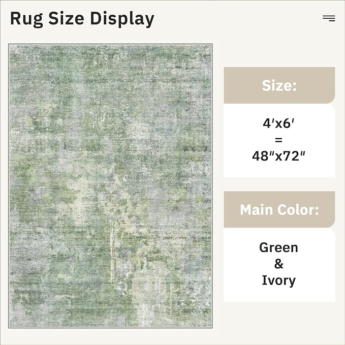 Soalmost Area Rugs 4x6 for Living Room, Vintage Washable Rugs for Dining Room - Image 5