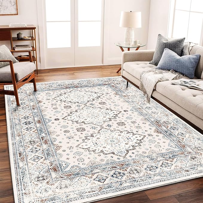 CHAMPLANT Retro Boho Design Area Rug 4x6 Washable Living Room Indoor Non-Slip by CHAMPLANT