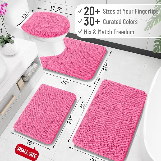 OLANLY Toilet Rugs U-Shaped 24x24, Extra Soft Absorbent Chenille Contour - Image 2