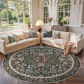 jinchan Zenith Round Rug 7ft Area Rug Soft 7'Round Vintage Floral Rug Non-Slip by JINCHAN