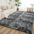 Litanika 9x12 Shag Area Rug for Living Room Bedroom, Tie-Dyed Dark Grey High by Litanika