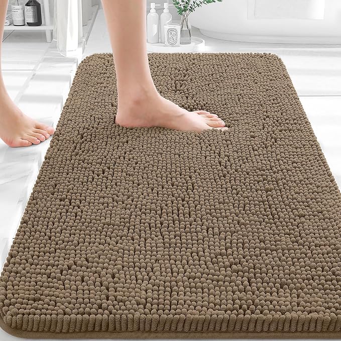 OLANLY Bathroom Rugs 30x20, Extra Soft Absorbent Chenille Bath Rugs, Rubber by OLANLY