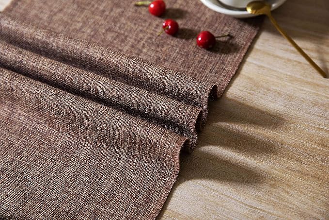 Brown Table Runners 36 Inches Long, Burlap Linen Style Rustic Farmhouse Table - Image 5