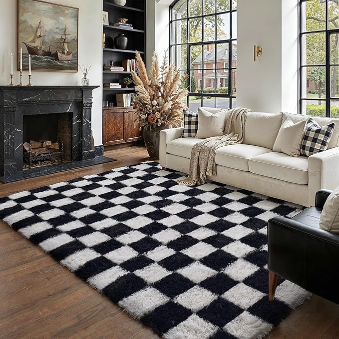 PureCozy Checkered Rug 5x7 for Living Room by PureCozy
