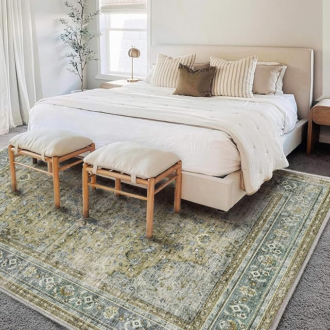 CHAMPLANT Washable Area Rug 9'x12' Boho Design Non-Shedding Easy Care Ideal - Image 2