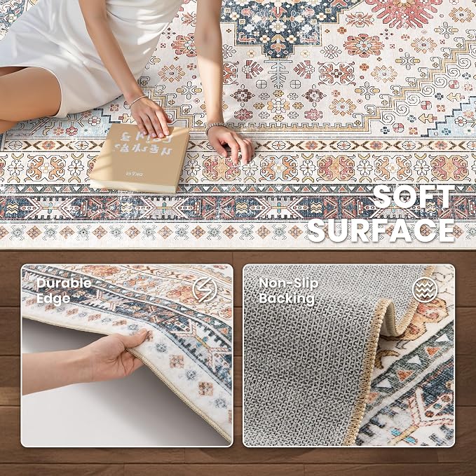 zesthome 9x12 Area Rugs for Living Room, Non-Slip Backing Washable Rugs - Image 6