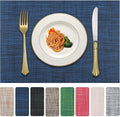 Vinyl Placemats Set of 8, PVC Woven Washable Non-Slip Table Mats, Heat by LANDVIEW