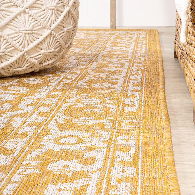 JONATHAN Y Boho Medallion Indoor Outdoor Area Rug 8X10 Yellow/Cream, Malta - Image 8