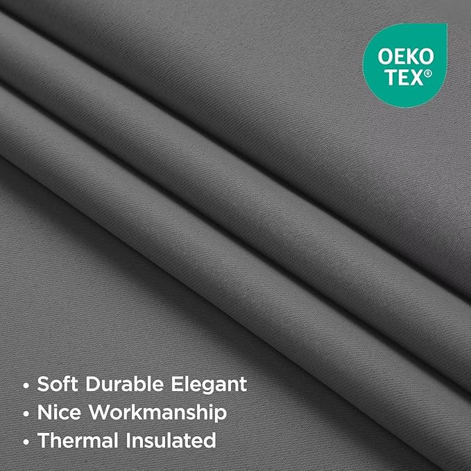 Joydeco 90 Inch Blackout Curtains for Bedroom, Thermal Insulated Black Out Curtains, Room Darkening Drapes for Living Room Window Rod Pocket Back Tab (W37 x L90 Inch, Light Grey)