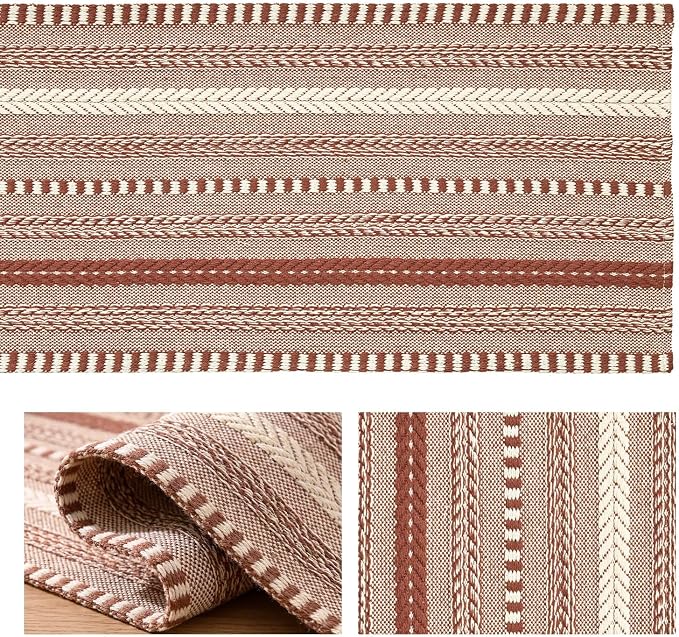 Artoid Mode Caramel Farmhouse Stripe Braided Table Runner 12x72 Inch | Holiday - Image 6