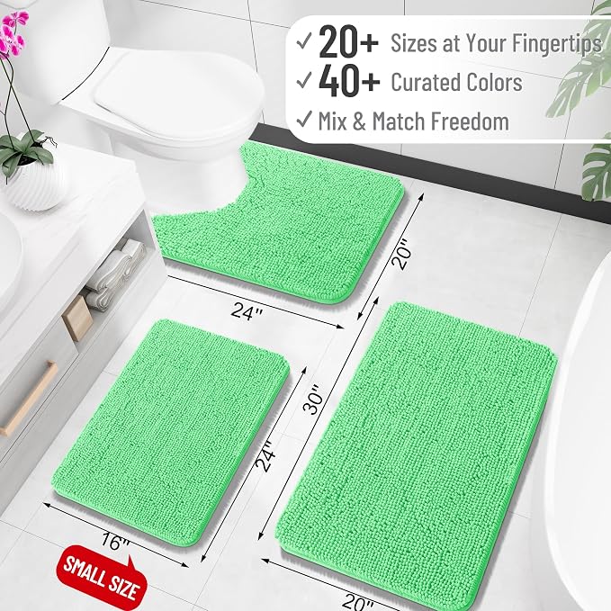 OLANLY Bathroom Rugs 30x18, Extra Soft Absorbent Chenille Bath Rugs, Rubber - Image 2