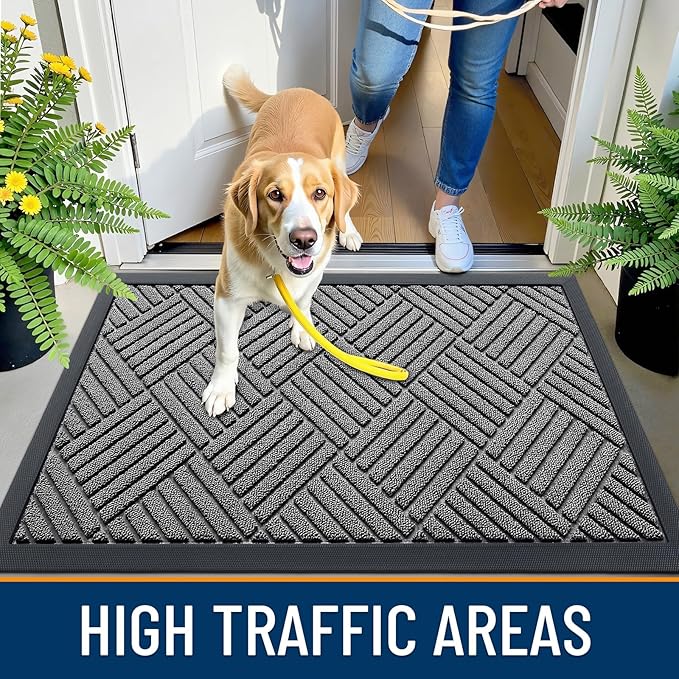 OLANLY Front Door Mat Outside Entrance 33x21, Heavy Duty Sturdy Natural Rubber - Image 5
