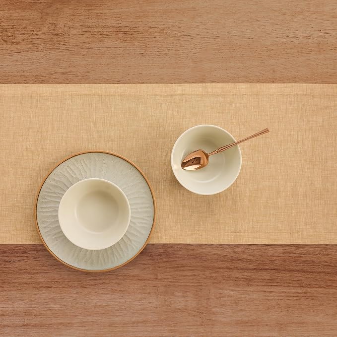 Solino Home 100% Pure Linen Table Runner Golden Nugget, Athena 14 x 108 in | - Image 3