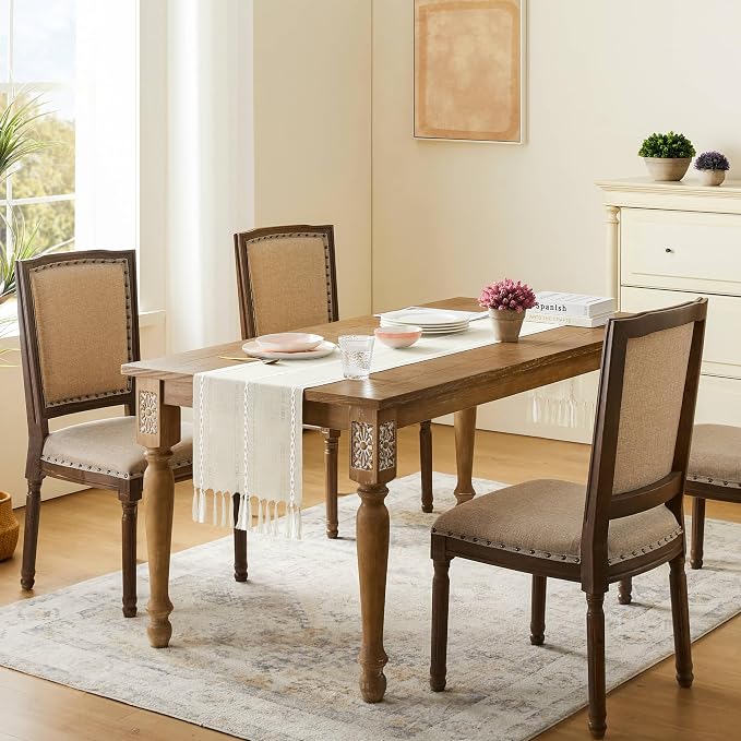 Hemstitched Farmhouse Table Runner, Cotton Linen Table Runners 72 Inches Long - Image 3