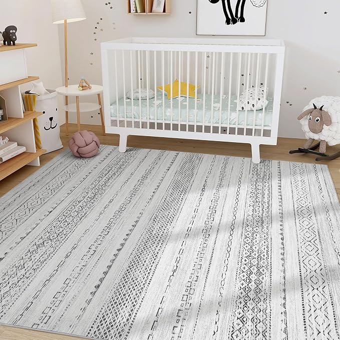 Nakagishi 7x10 Area Rug Living Room: Washable Boho Large Neutral Modern Soft - Image 8