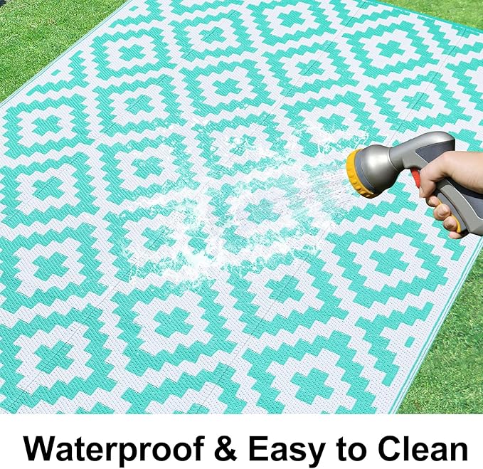 Smiry Waterproof Outdoor Rug 5x8 ft, Reversible Plastic Straw Patio Camping Rugs - Image 2