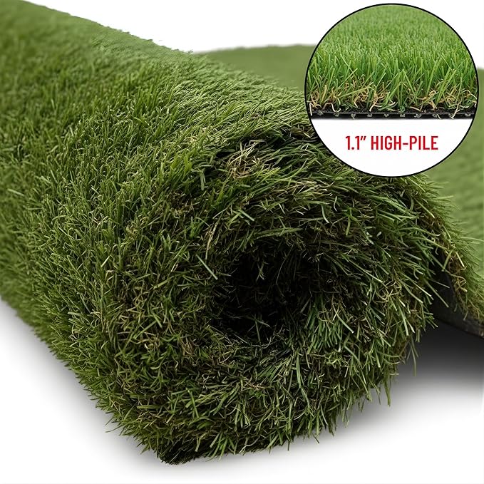 Ottomanson Artificial Grass Rug Natural 78" x 10', Realistic Grass Carpet - Image 2