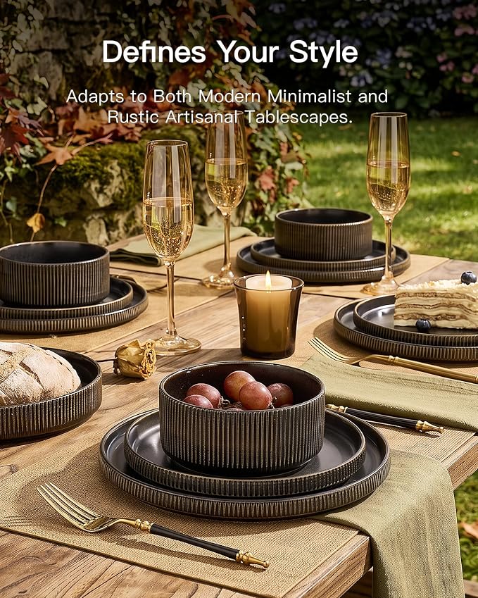 Stoneware Dinnerware Sets, Reactive Glaze Dishes Set - Image 2