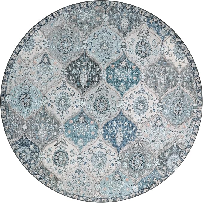 Lahome Moroccan Washable Round Area Rug, Soft Vintage Round Rugs 6ft Ultra-Thin - Image 3