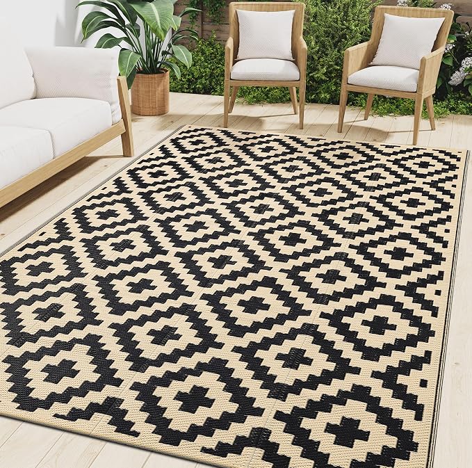 Smiry Waterproof Outdoor Rug 4x6 ft, Reversible Plastic Straw Patio Camping Rugs by Smiry
