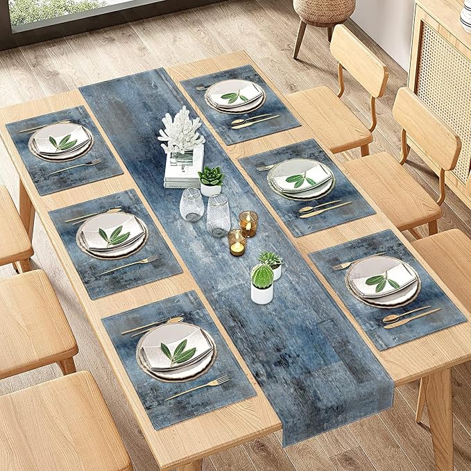 Emvency Table Runner and Placemats Set of 6, Abstract Modern Vintage | Painting - Image 5
