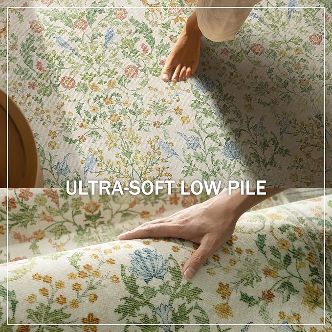 Washable Area Rugs for Living Room: 5x7 Bedroom Rug Vintage Rugs Stain - Image 5